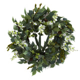 23” Mixed Greens and Dancing Lady Orchid Artificial Wreath