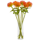 23” Pincushion Artificial Arrangement in Glass Vase