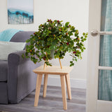 23” Raspberry Artificial Plant in Green Planter with Stand