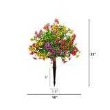 23"UV Artificial Daisy Flowering Plant with Integrated Stake (Indoor/Outdoor) - Set of 2
