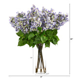 24” Artificial Lilac Arrangement with Cylinder Glass Vase