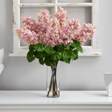 24” Artificial Lilac Arrangement with Cylinder Glass Vase