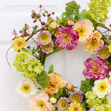 24" Artificial Mixed Peony Wreath