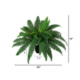 24” Artificial Self-Shaped Boston Fern Plant in Black Planter