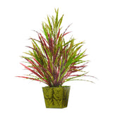 24” Fall Vanilla Grass Artificial Plant in Green Planter