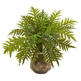 24” Hares Foot Fern Artificial Plant in Vase (Real Touch)