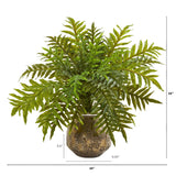 24” Hares Foot Fern Artificial Plant in Vase (Real Touch)