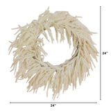 24" Artificia Real Touch White Norfolk Island Pine Wreath with Natural Look