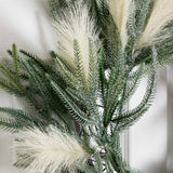24" Artificial Balsma Fir Pine and Pampas Wreath with 50 Color Changing LED Lights