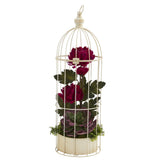 24” Mum and Echeveria Artificial Arrangement in Decorative Cage