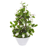 24” Stephanotis Artificial Climbing Plant in White Planter