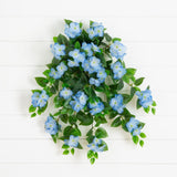 24" UV Resistant Artificial Hydrangea Hanging Plant (Indoor/Outdoor) - Set of 2