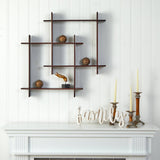 24" Wood Crosshatch Floating Shelves Wall Art Decor"
