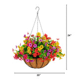 24" UV Resistant Artificial Daisy Hanging Basket DIY Kit (Indoor/Outdoor)