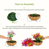 24" UV Resistant Artificial Daisy Hanging Basket DIY Kit (Indoor/Outdoor) - Set of 2