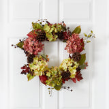 25” Autumn Hydrangea and Pinecones Fall Artificial Wreath