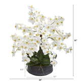 25” Phalaenopsis Orchid Artificial Arrangement in Decorative Bowl