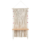 2.5’ x 1.5’ Bohemian Macrame Wall Hanging with Wooden Shelf