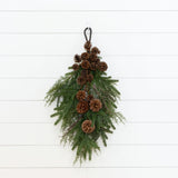 26” Artificial Pine & Pine Cone Teardrop