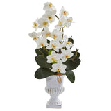 26” Phalaenopsis Orchid Artificial Arrangement in White Urn