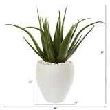 27” Aloe Artificial Plant in White Planter