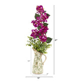 27” Bougainvillea and Eucalyptus Artificial Arrangement in Floral Pitcher
