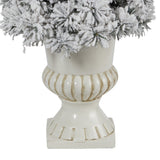 28” Flocked Artificial Christmas Tree with 30 Clear LED Lights in White Urn