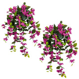 28” UV Resistant Artificial Bougainvillea Hanging Plant (Indoor/Outdoor) - Set of 2