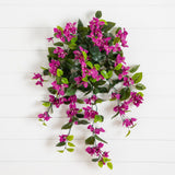 28” UV Resistant Artificial Bougainvillea Hanging Plant (Indoor/Outdoor) - Set of 2