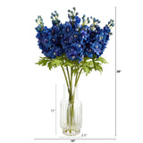 29” Delphinium Artificial Arrangement in Glass Vase