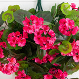 29" UV Resistant Artificial Geranium Hanging Plant (Indoor/Outdoor) - Set of 2