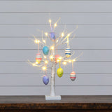 2' Pre-Lit Artificial Easter Twig Tree with Egg Ornaments and 24 Warm White LED Lights