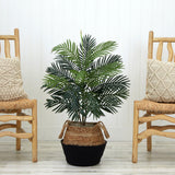3' Artificial Areca Palm Tree with Handmade Jute & Cotton Basket DIY KIT