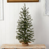 3’ Artificial Christmas Tree with 50 Clear LED Lights Set in a Burlap Base