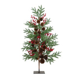 3' Artificial Slim Christmas Tree with Pine Cones & Berries