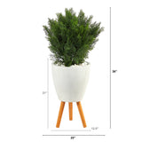 3’ Cedar Artificial Tree in White Planter with Stand (Indoor/Outdoor)