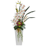 3’ Cymbidium Orchid and Succulent Artificial Arrangement