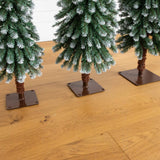 3', 4', 5' Pre-Lit Frosted Artificial Christmas Tree Set with Warm LED Lights - Set of 3