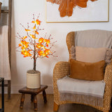 3' Pre-Lit Autumn Maple Artificial Fall Tree with Berries and 36 Warm White LED Lights