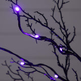3' Pre-Lit Halloween Deluxe Black Twig Artificial Tree with 36 Orange & Purple LED Lights