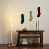 6’ Pre-Lit Artificial White Birch Tree with 92 Warm White LED Lights