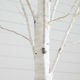 6’ Pre-Lit Artificial White Birch Tree with 92 Warm White LED Lights