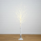 6’ Pre-Lit Artificial White Birch Tree with 92 Warm White LED Lights