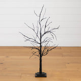 3' Pre-Lit Halloween Black Twig Artificial Tree with 80 Orange & Purple LED Lights