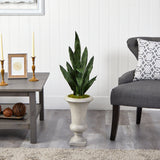 3’ Sansevieria Artificial Plant in Sand Colored Urn