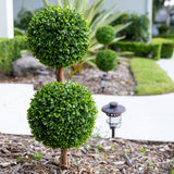 3’ UV Resistant Artificial Double Ball Boxwood Topiary with Integrated Ground Stake (Indoor/Outdoor) - Set of 2