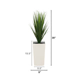 3’ UV Resistant Artificial Grass Plant in White Tower Planter (Indoor/Outdoor)