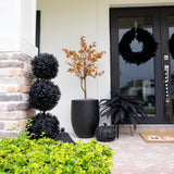 3' UV Resistant Halloween Black Artificial Triple Ball Boxwood Topiary (Indoor/Outdoor)