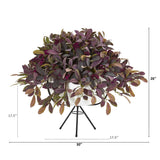 30” Fall Laurel Leaf with Berries Artificial Plant in White Planter with Metal Stand
