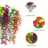 30" UV Resistant Artificial Morning Glory Hanging Plant (Indoor/Outdoor) - Set of 6
